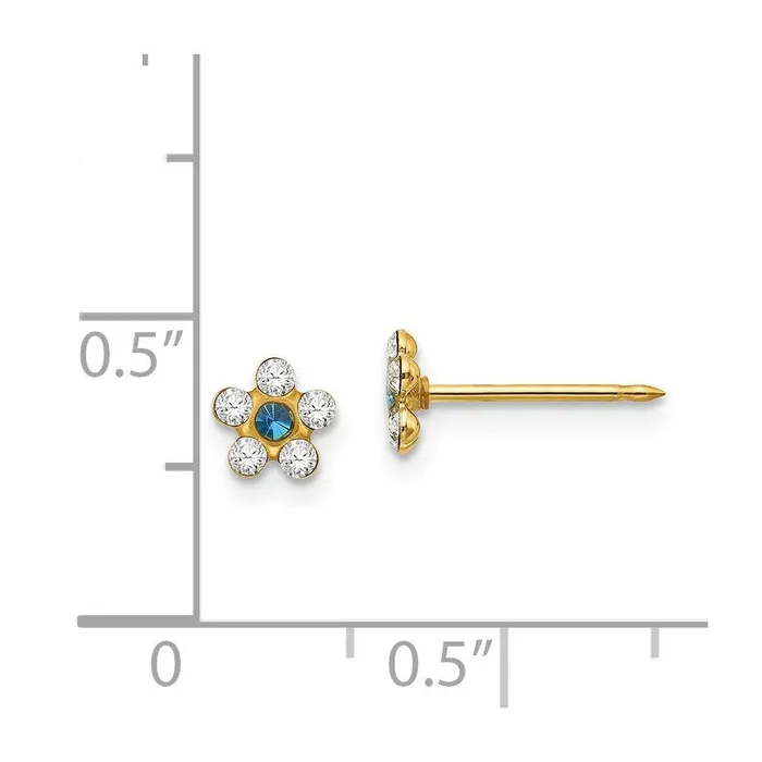 Jewelry Inverness 14k ClearBlue Crystal Flower Earrings Earrings