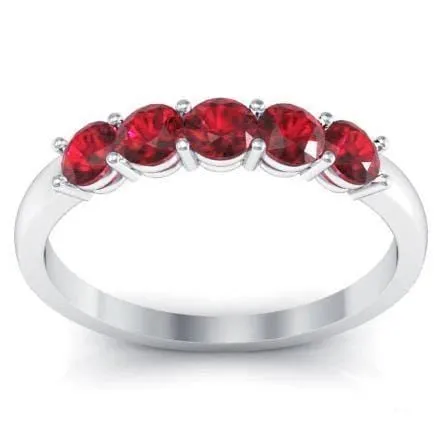 Rings 050cttw Shared Prong Ruby Five Stone Ring deBebians