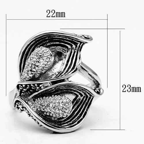 Rings 3W185 Rhodium Brass Ring with AAA Grade CZ in Clear Alamode