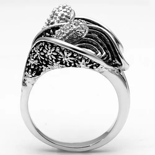 Rings 3W185 Rhodium Brass Ring with AAA Grade CZ in Clear Alamode