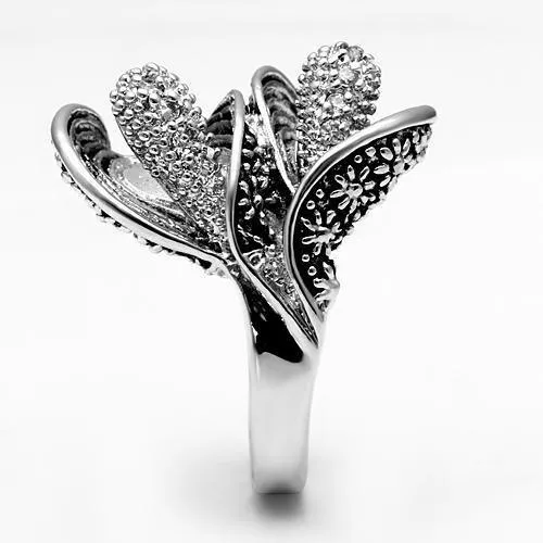 Rings 3W185 Rhodium Brass Ring with AAA Grade CZ in Clear Alamode