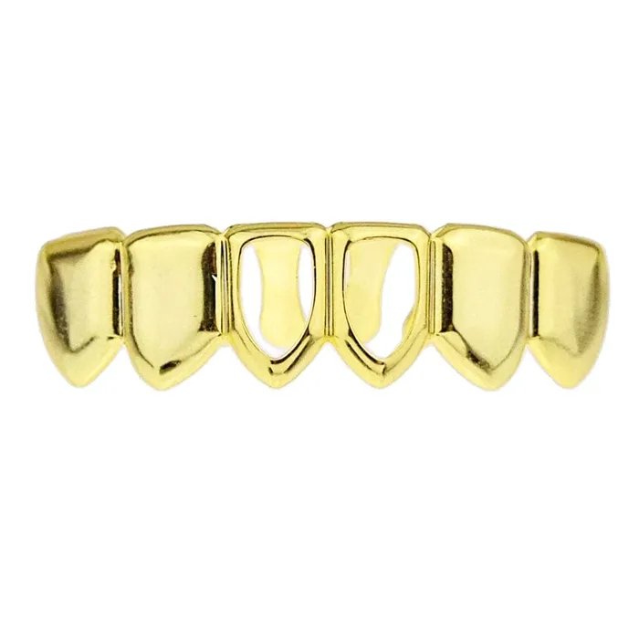 Rings Bling Cartel Admin 14K Gold Plated 2 Open Face Bottom Teeth Grillz