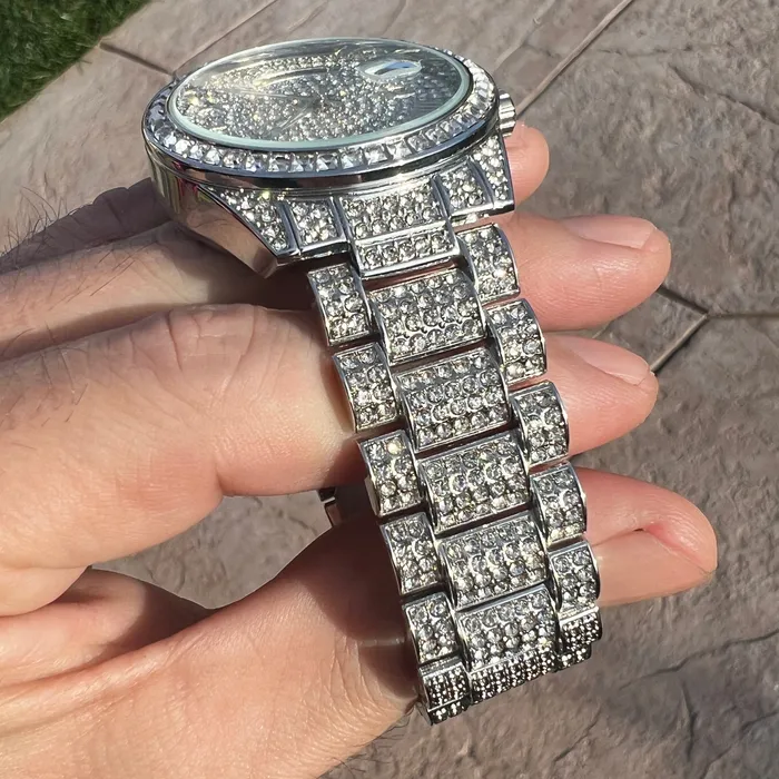 Rings Bling Cartel Hip Hop Watch Silver Tone Iced Flooded Out CZ Automatic Self Winding Rings Bling Cartel Hip Hop Watch Silver Tone Iced Flooded Out CZ Automatic Self Winding