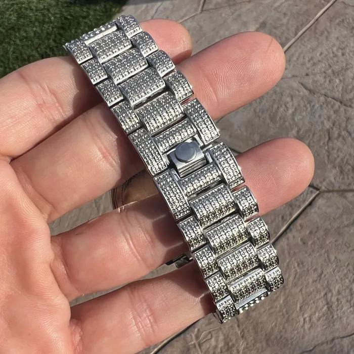 Rings Bling Cartel Hip Hop Watch Silver Tone Iced Flooded Out CZ Automatic Self Winding Rings Bling Cartel Hip Hop Watch Silver Tone Iced Flooded Out CZ Automatic Self Winding