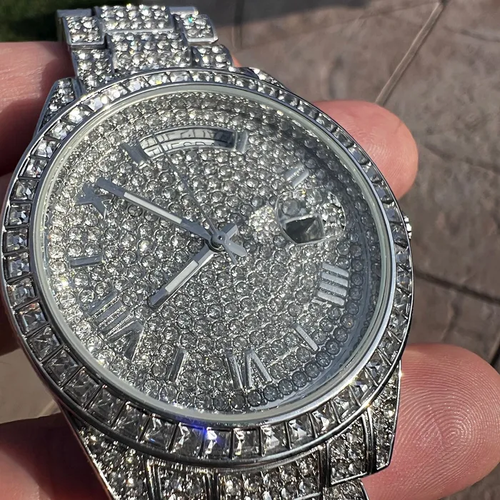 Rings Bling Cartel Hip Hop Watch Silver Tone Iced Flooded Out CZ Automatic Self Winding Rings Bling Cartel Hip Hop Watch Silver Tone Iced Flooded Out CZ Automatic Self Winding