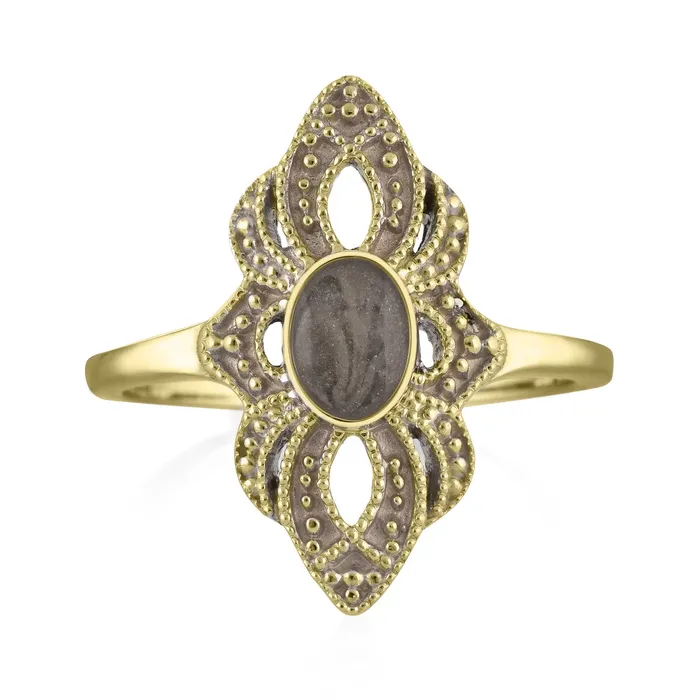Rings closebymejewelry WWII Small Setting Cremation Ring in 14K Yellow Gold