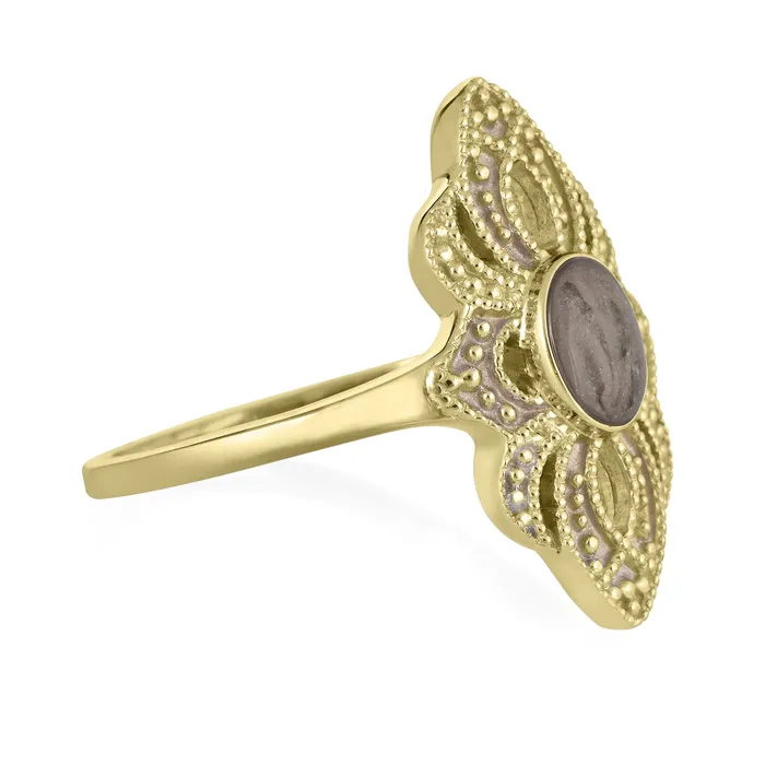 Rings closebymejewelry WWII Small Setting Cremation Ring in 14K Yellow Gold