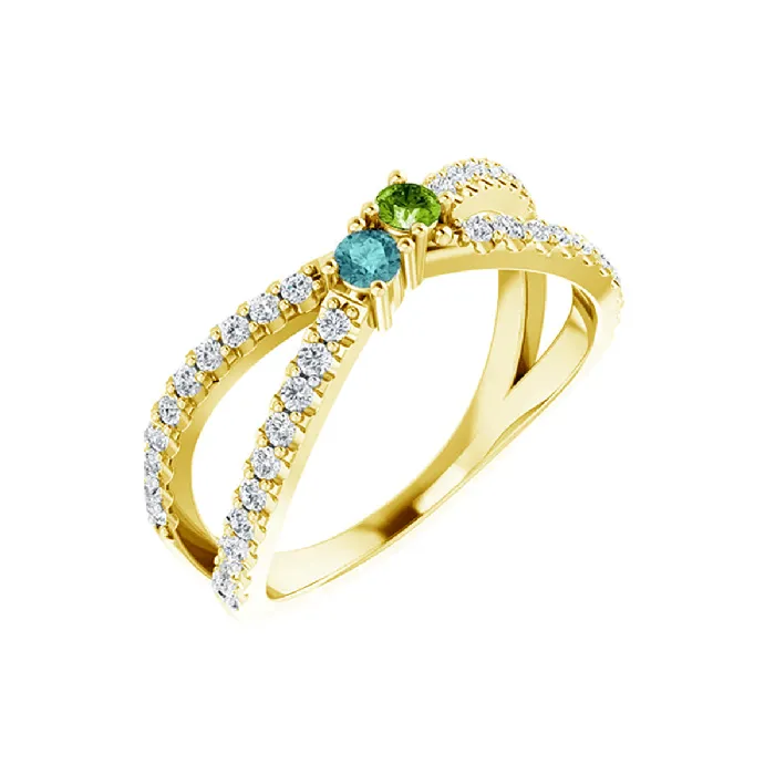 Rings deBebians 14k Mothers Ring with Two Personalized Birthstones
