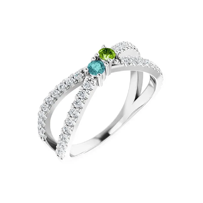 Rings deBebians 14k Mothers Ring with Two Personalized Birthstones Rings deBebians 14k Mothers Ring with Two Personalized Birthstones