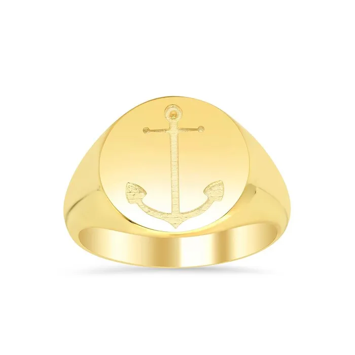 Rings deBebians Mens Anchor Signet Ring with Solid Back