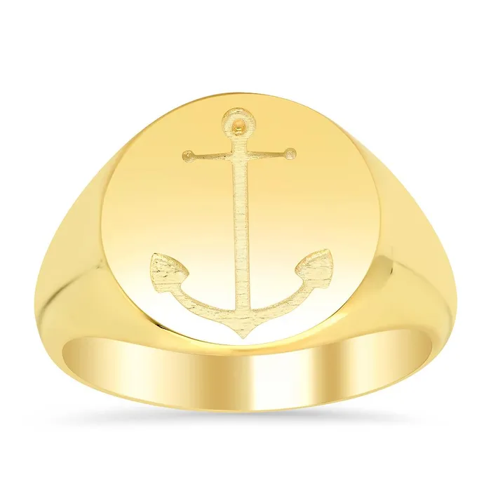 Rings deBebians Mens Anchor Signet Ring with Solid Back Rings deBebians Mens Anchor Signet Ring with Solid Back