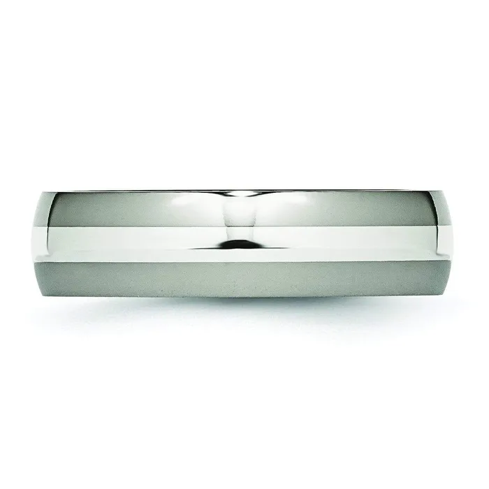 Rings deBebians Titanium Ring Silver Inlay High Polish Finish in 6mm