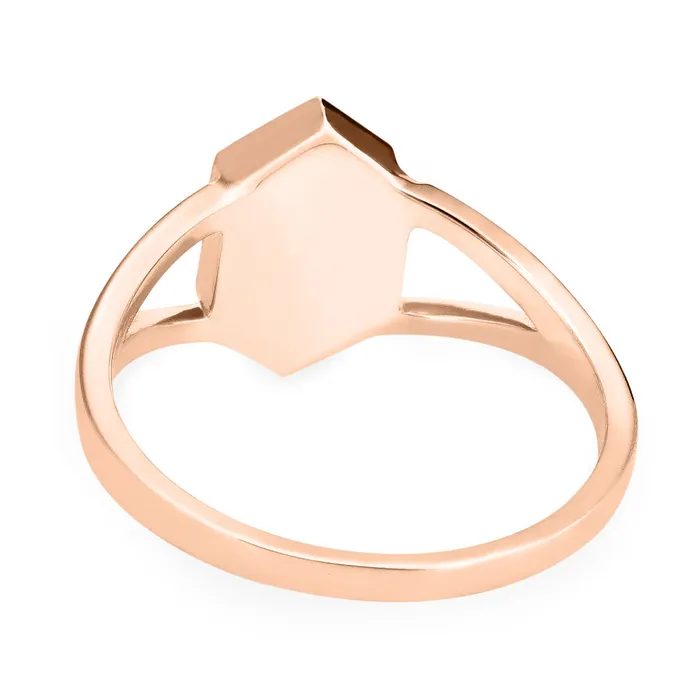 Rings Hexagon Split Shank Cremation Ring in 14K Rose Gold closebymejewelry
