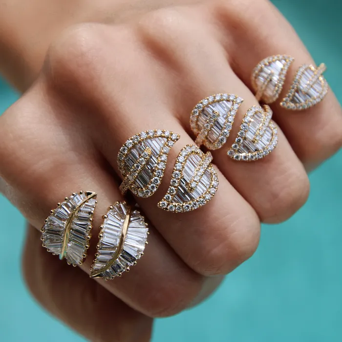 Rings MEDIUM LEAF DIAMOND RING anitako