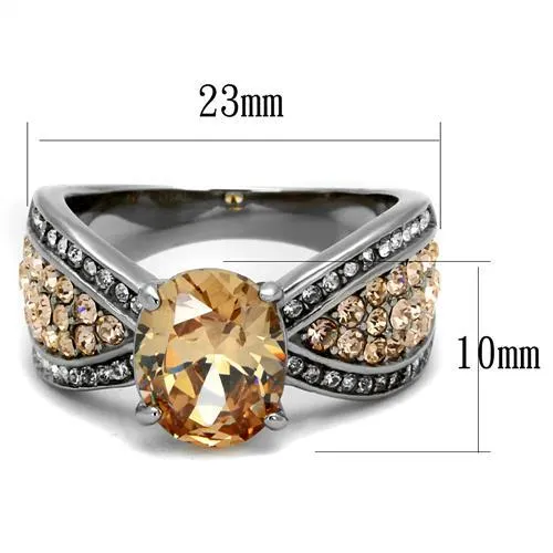 Rings TK2249 High polished no plating Stainless Steel Ring with AAA Grade CZ in Champagne Alamode