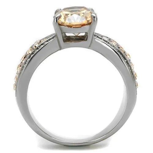 Rings TK2249 High polished no plating Stainless Steel Ring with AAA Grade CZ in Champagne Alamode