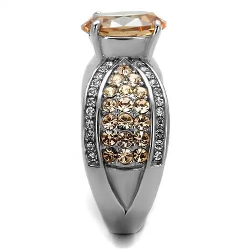 Rings TK2249 High polished no plating Stainless Steel Ring with AAA Grade CZ in Champagne Alamode