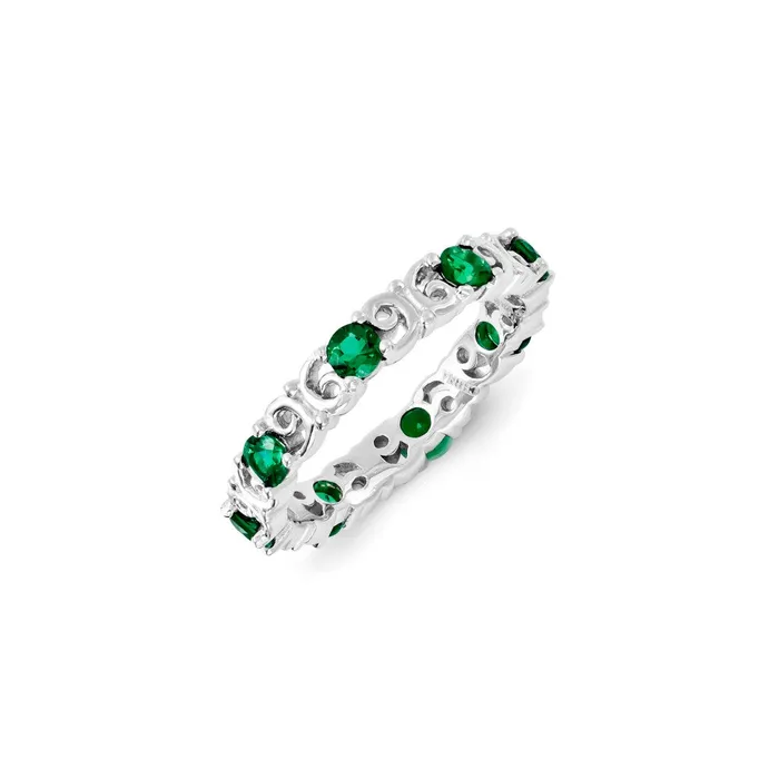 Sterling Silver Stackable Expressions Created Emerald Ring QSK1220 Stackable Expressions Rings Sterling Silver Stackable Expressions Created Emerald Ring QSK1220 Stackable Expressions Rings