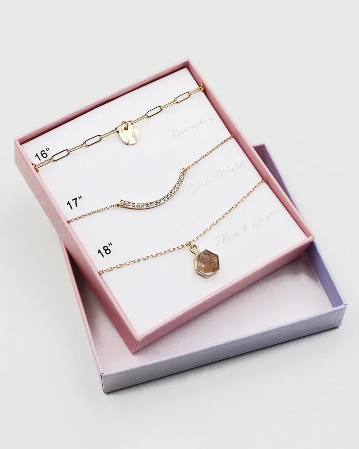 3PC Assorted Layering Necklace Gift Set 04132023 Necklaces