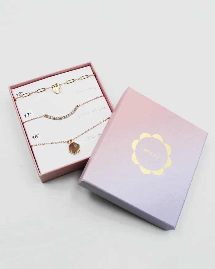 3PC Assorted Layering Necklace Gift Set 04132023 Necklaces 3PC Assorted Layering Necklace Gift Set 04132023 Necklaces