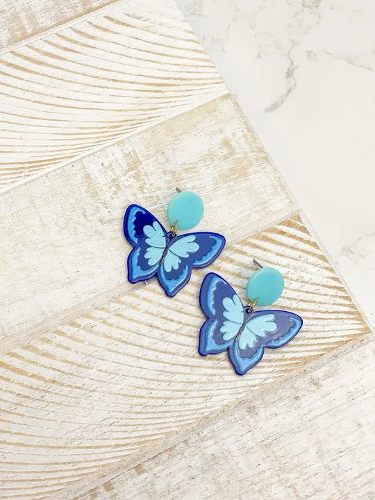 Acrylic Butterfly Dangle Earrings Blue Prep Obsessed TL Earrings