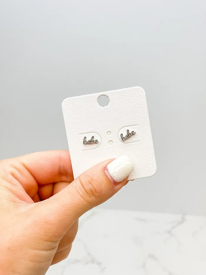 Babe Stud Earrings Silver Prep Obsessed LAR Earrings