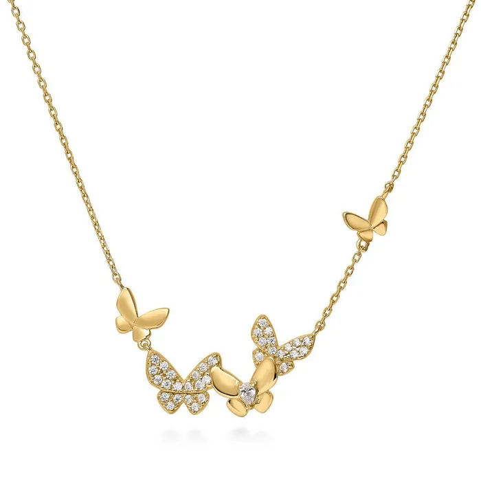 BERRICLE Butterfly CZ Necklace in Gold Flashed Sterling Silver Necklaces