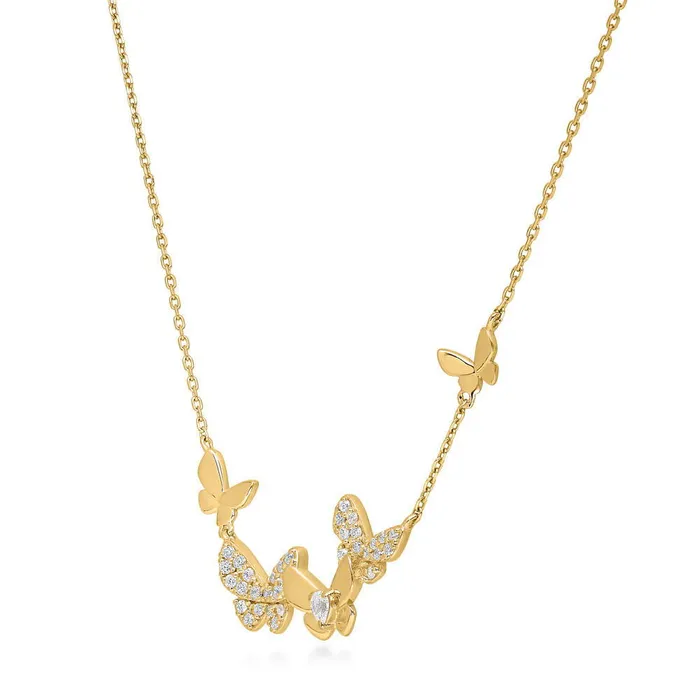 BERRICLE Butterfly CZ Necklace in Gold Flashed Sterling Silver Necklaces