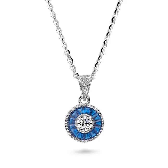 BERRICLE Necklaces Halo Art Deco CZ Necklace in Sterling Silver