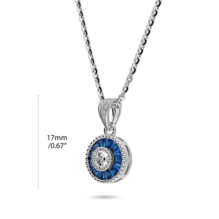 BERRICLE Necklaces Halo Art Deco CZ Necklace in Sterling Silver