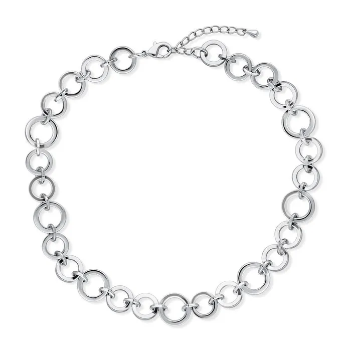 BERRICLE Necklaces Open Circle Lightweight Link Chain Necklace in SilverTone 16mm