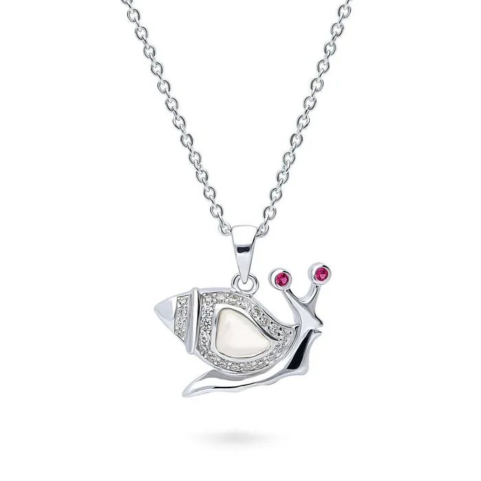 BERRICLE Necklaces Snail Mother Of Pearl Necklace in Sterling Silver