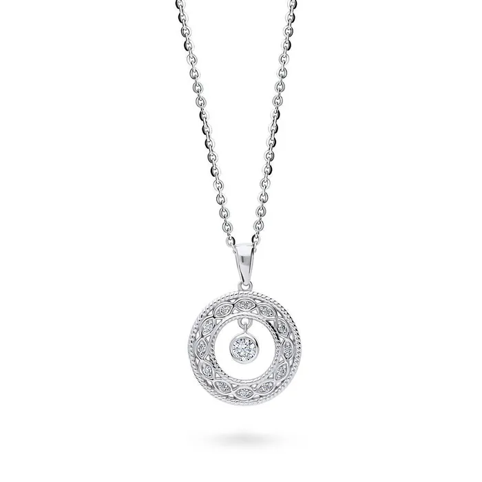 BERRICLE Woven Open Circle CZ Necklace in Sterling Silver Necklaces