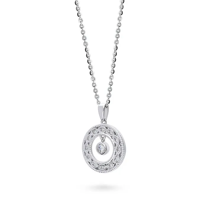 BERRICLE Woven Open Circle CZ Necklace in Sterling Silver Necklaces