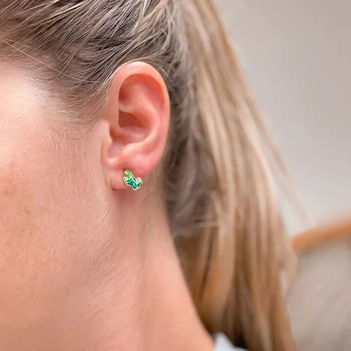Cacti Enamel Stud Earrings Prep Obsessed LM Earrings