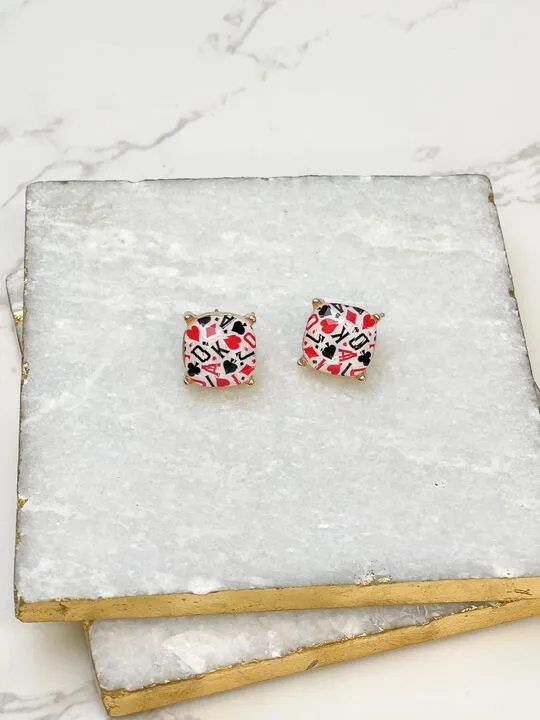 Card Suits Printed Stud Earrings Prep Obsessed RNK Earrings