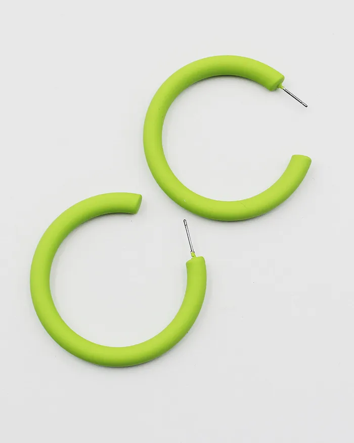 Color Coated Metal Open End Hoop Earrings check042922 Earrings