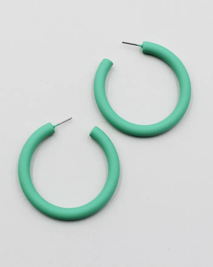 Color Coated Metal Open End Hoop Earrings check042922 Earrings Color Coated Metal Open End Hoop Earrings check042922 Earrings
