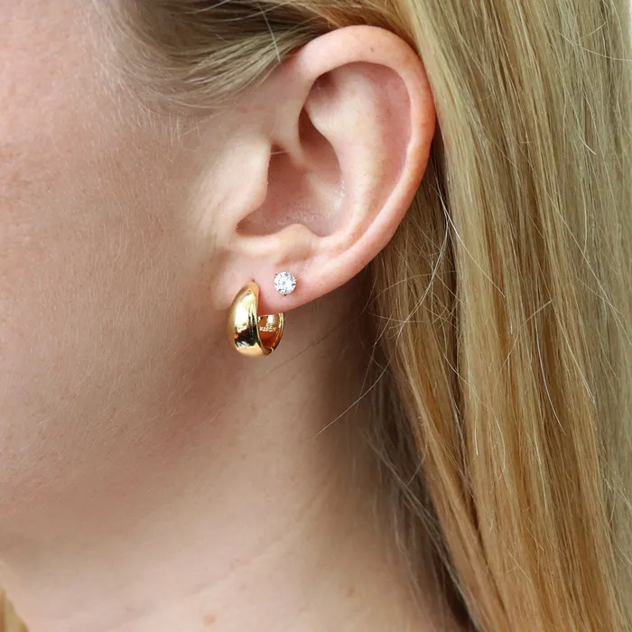 Earrings BERRICLE Dome Huggie Earrings in Sterling Silver 2 Pairs