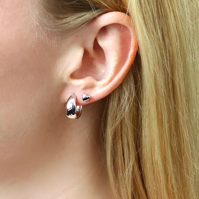 Earrings BERRICLE Dome Huggie Earrings in Sterling Silver 2 Pairs