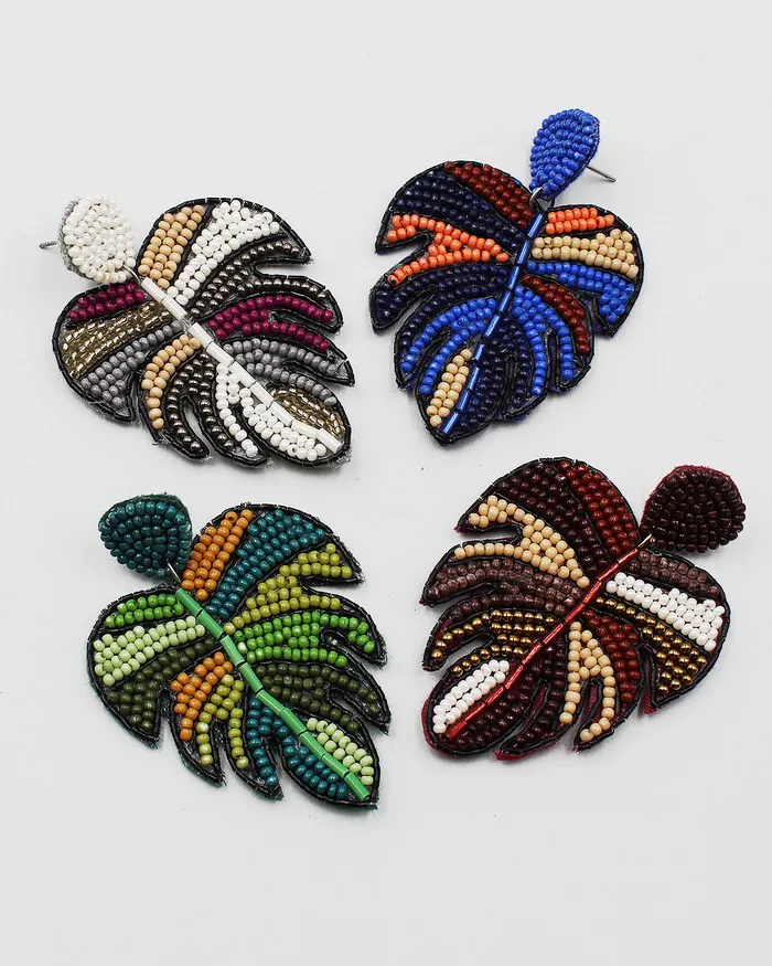 Earrings check051222 Beaded Leaf Earrings