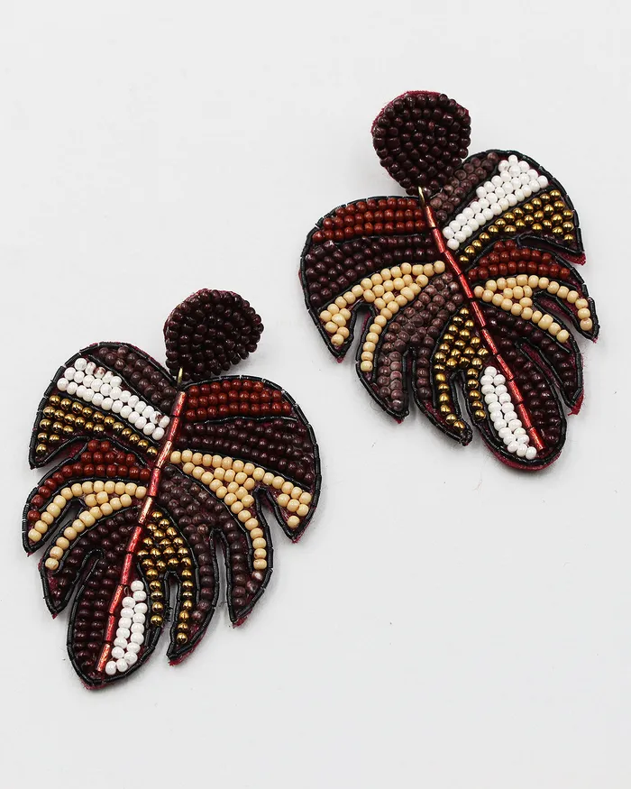 Earrings check051222 Beaded Leaf Earrings Earrings check051222 Beaded Leaf Earrings