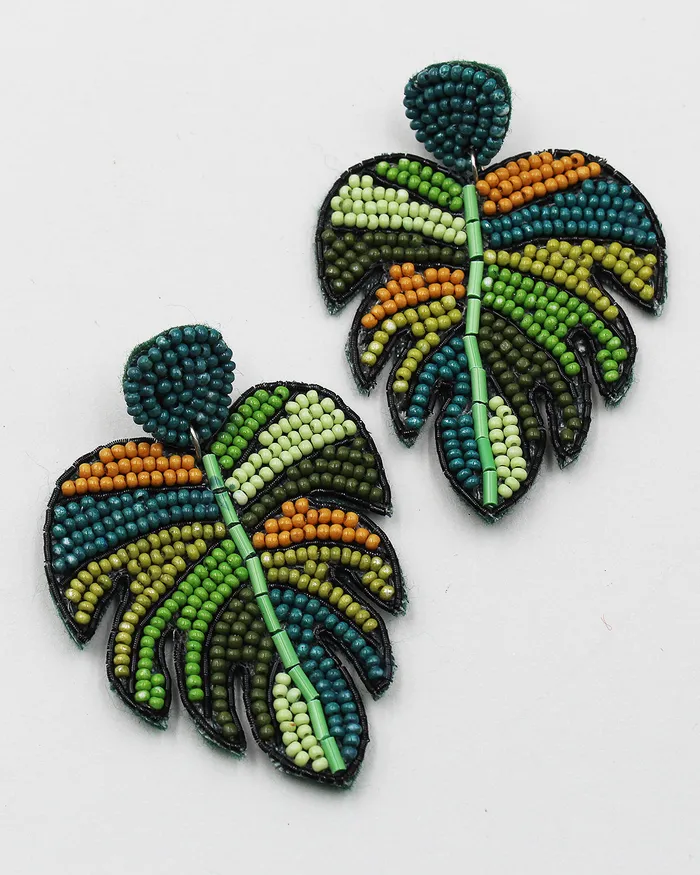 Earrings check051222 Beaded Leaf Earrings Earrings check051222 Beaded Leaf Earrings
