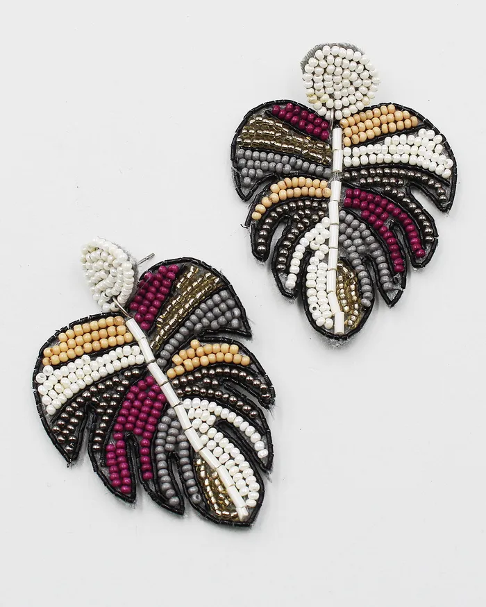 Earrings check051222 Beaded Leaf Earrings Earrings check051222 Beaded Leaf Earrings