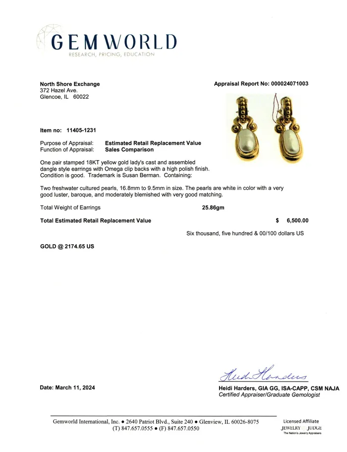 Earrings Susan Berman Susan Berman 18K Gold Cultured Pearl Drop Earrings
