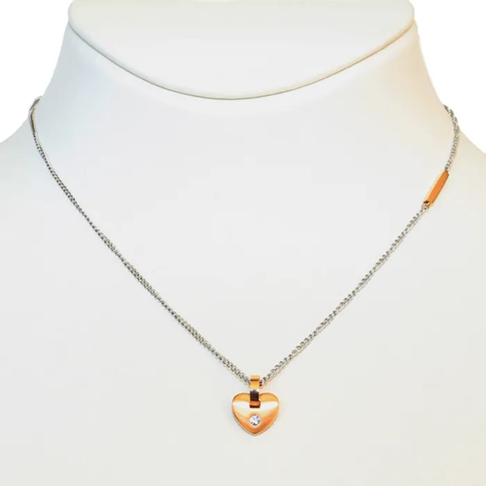 Esprit Necklaces Esprit Necklace Stainless Steel Chain With RosegoldHeart With Stone Pendant Esprit Necklaces Esprit Necklace Stainless Steel Chain With RosegoldHeart With Stone Pendant