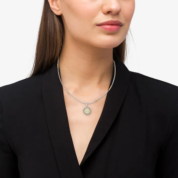 lagosdev Signature Caviar Diamond R Initial Charm Charm Necklaces
