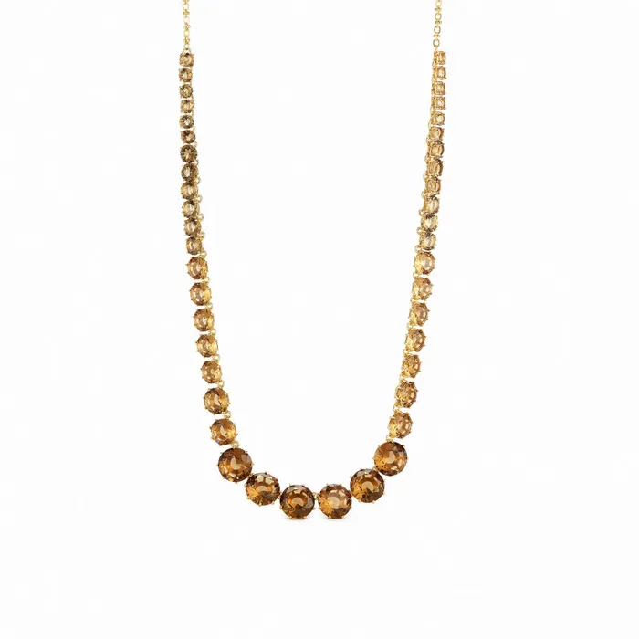 Les Nereides Les Nereides Golden Brown Diamantine Round Stones Long Necklace Necklaces Les Nereides Les Nereides Golden Brown Diamantine Round Stones Long Necklace Necklaces
