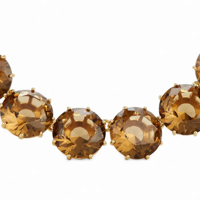 Les Nereides Les Nereides Golden Brown Diamantine Round Stones Long Necklace Necklaces