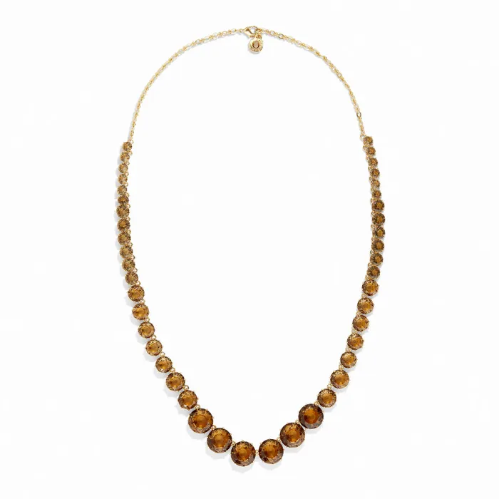 Les Nereides Les Nereides Golden Brown Diamantine Round Stones Long Necklace Necklaces